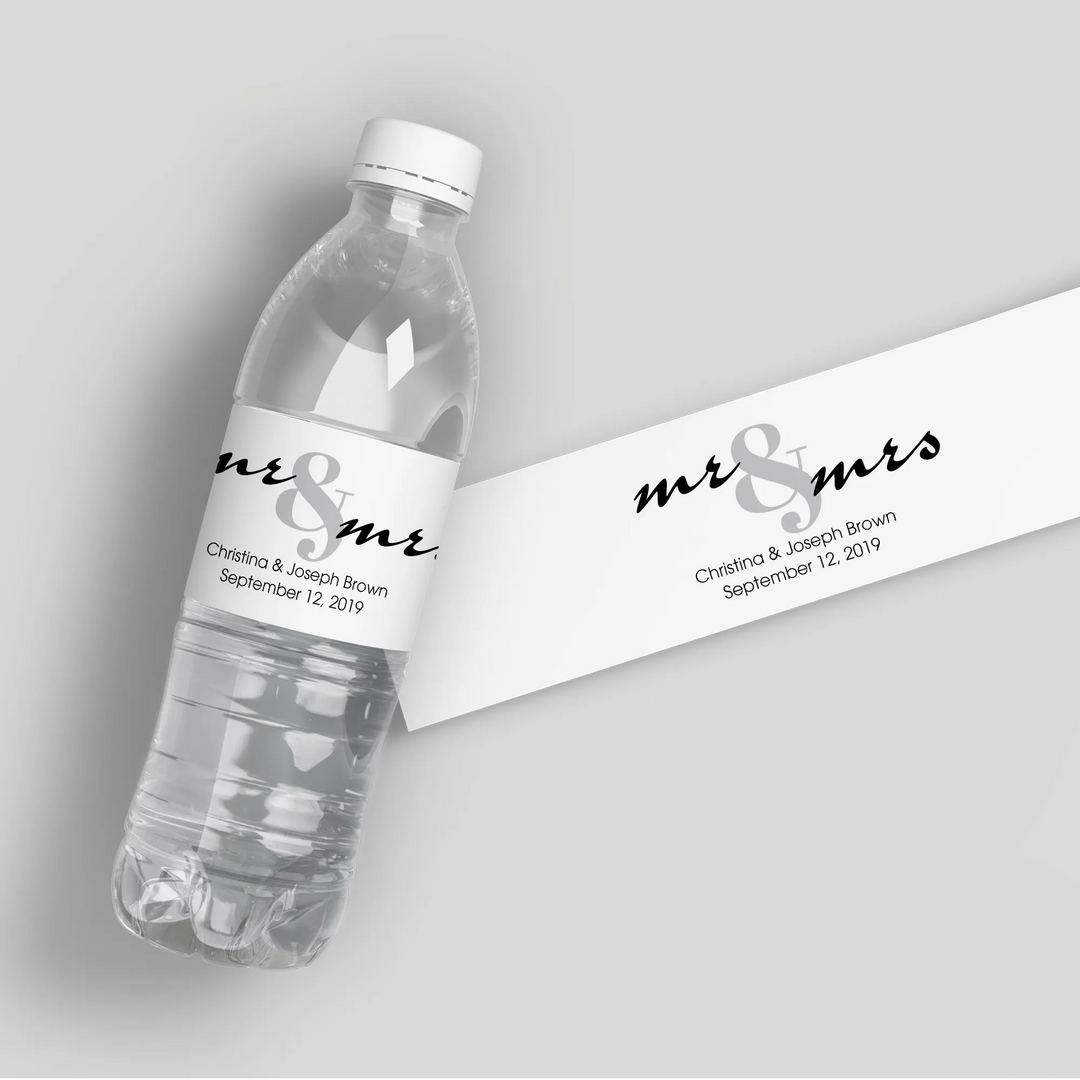 Couples Wedding Water Bottle Labels - iCustomLabel