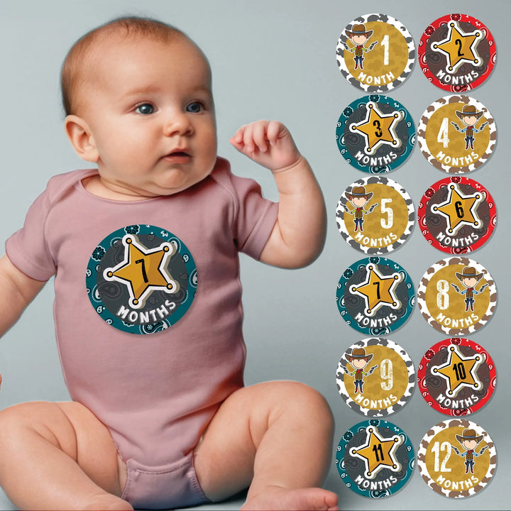 Cowboy Baby Month Stickers - iCustomLabel