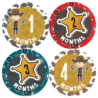 Cowboy Baby Month Stickers - iCustomLabel