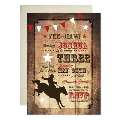 Cowboy Rodeo Birthday Invitations - iCustomLabel