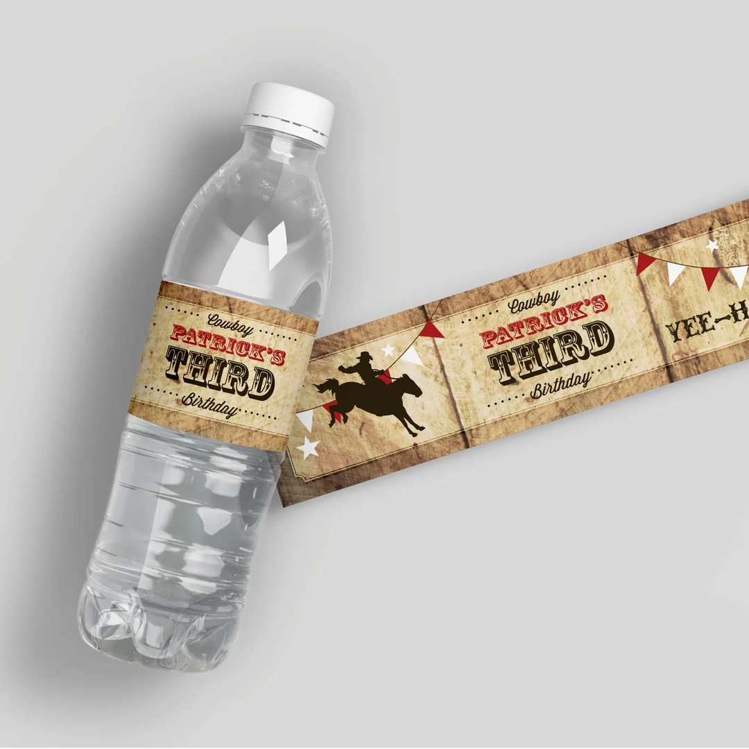 Cowboy Rodeo Water Bottle Labels - iCustomLabel