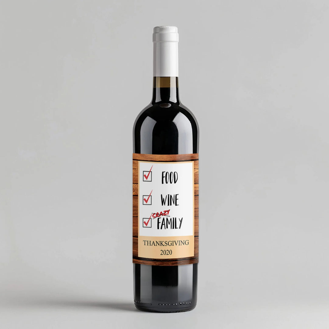 Crazy Family Thanksgiving Wine Label - iCustomLabel