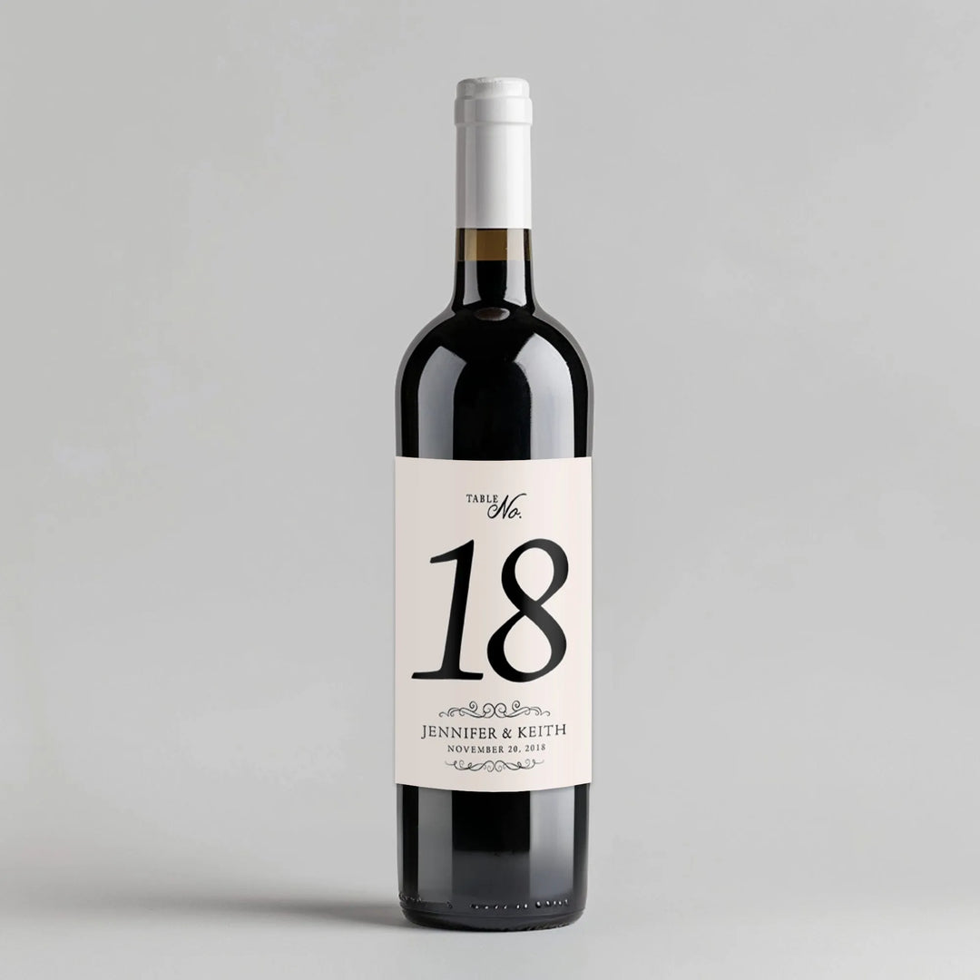 Cream Classic Table Number Wine Label - iCustomLabel