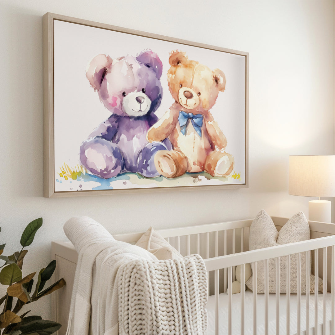 Cuddly Teddy Bears Nursery Poster – Cute Kids Room Wall Art with Watercolor Design - iCustomLabel