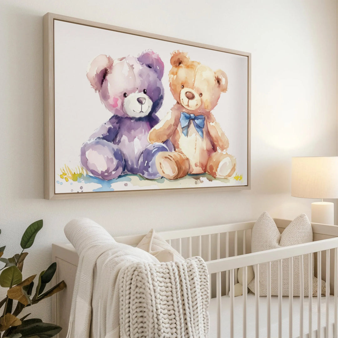 Cuddly Teddy Bears Nursery Poster – Cute Kids Room Wall Art with Watercolor Design - iCustomLabel