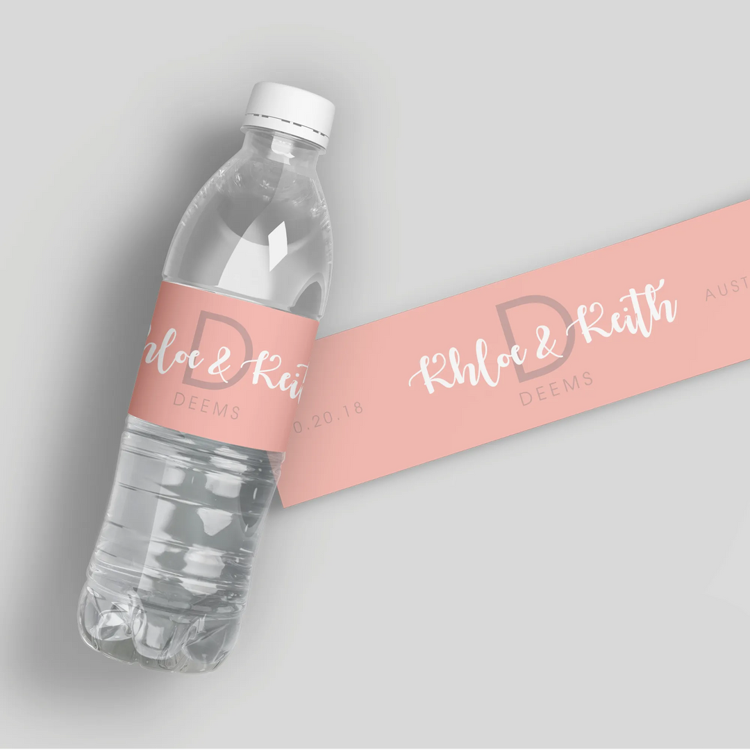 Curly Monogram Water Bottle Labels - iCustomLabel