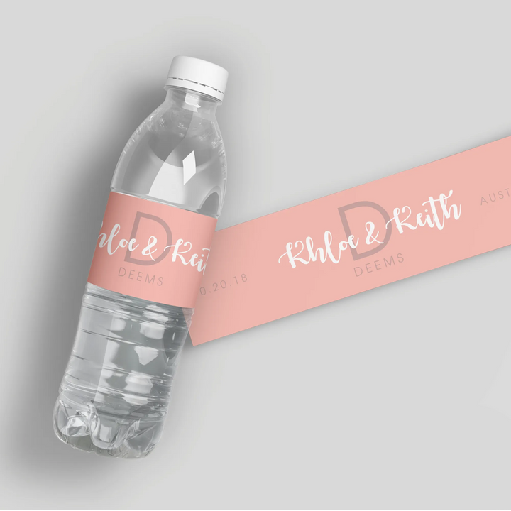 Curly Monogram Water Bottle Labels - iCustomLabel