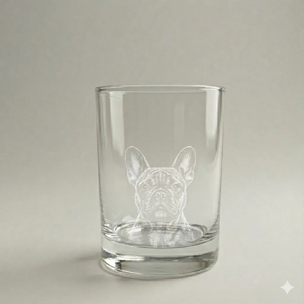 Custom Laser Etched Dog Portrait Rocks Glass - iCustomLabel