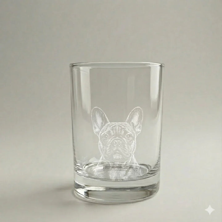 Custom Laser Etched Dog Portrait Rocks Glass - iCustomLabel
