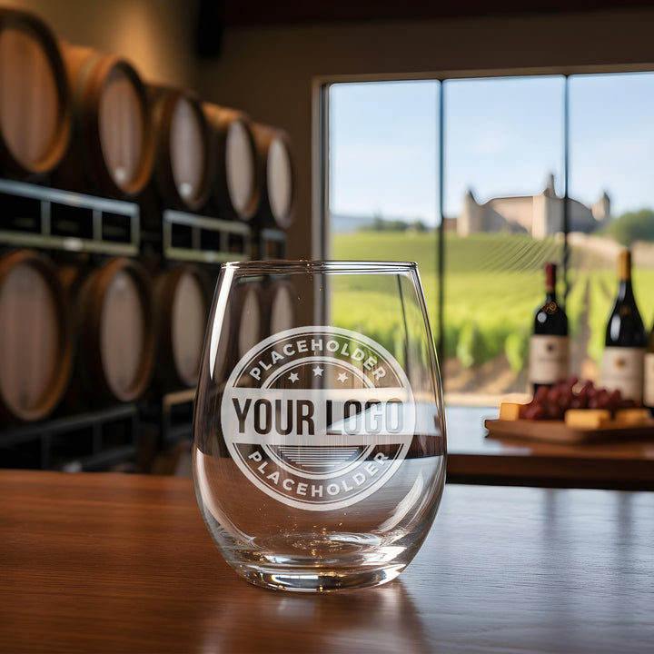Personalized 9oz Stemless Wine Glass - Custom Engraved Glassware - iCustomLabel