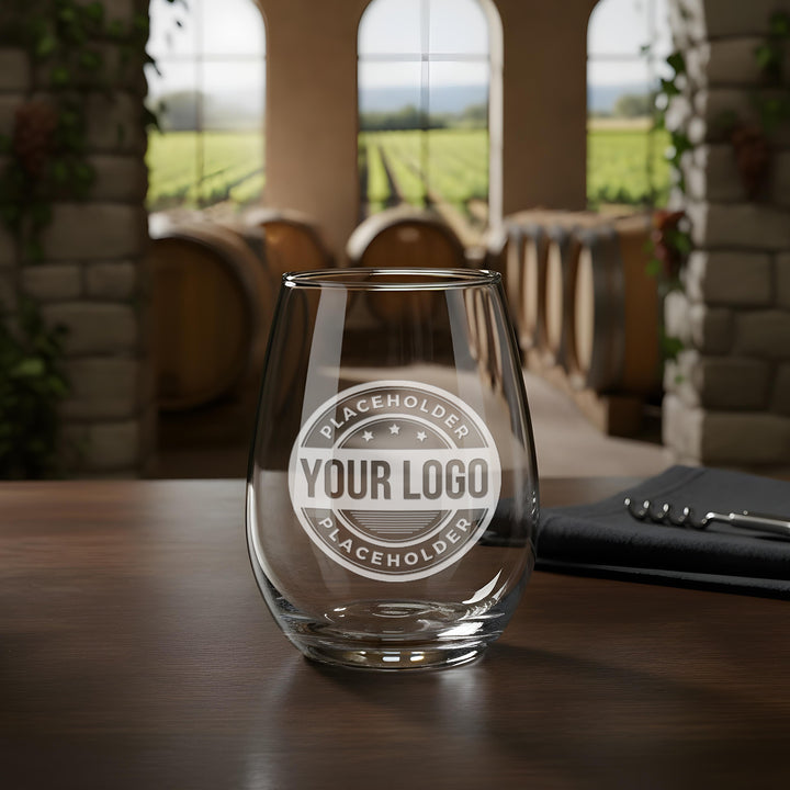 Personalized 9oz Stemless Wine Glass - Custom Engraved Glassware - iCustomLabel