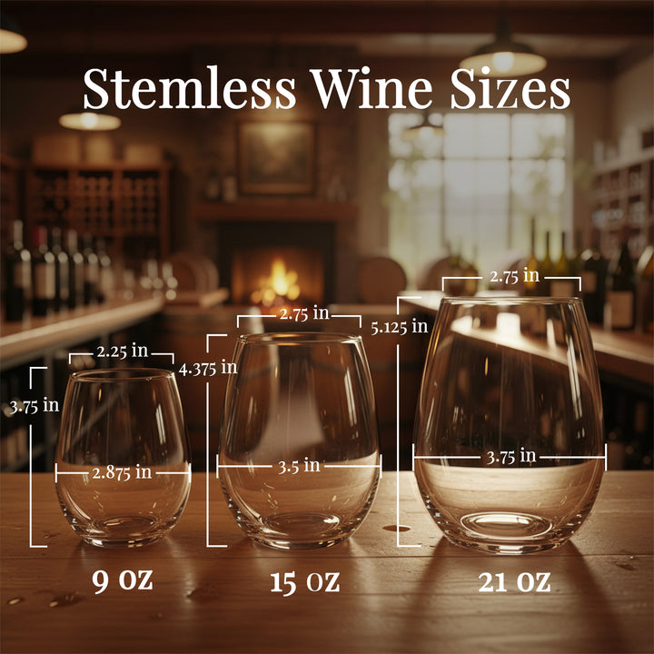 Personalized 9oz Stemless Wine Glass - Custom Engraved Glassware - iCustomLabel