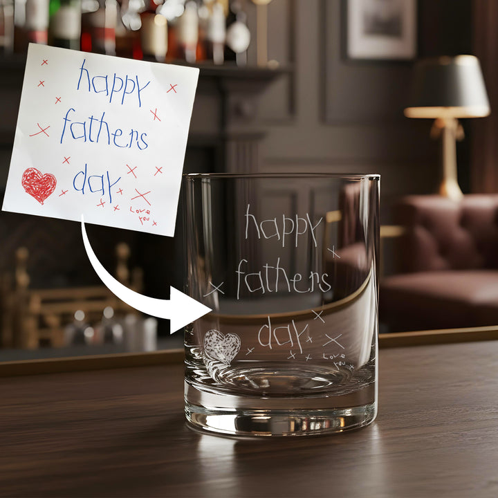 Custom Child's Handwriting Rocks Glass - Personalized Father's Day Gift - iCustomLabel