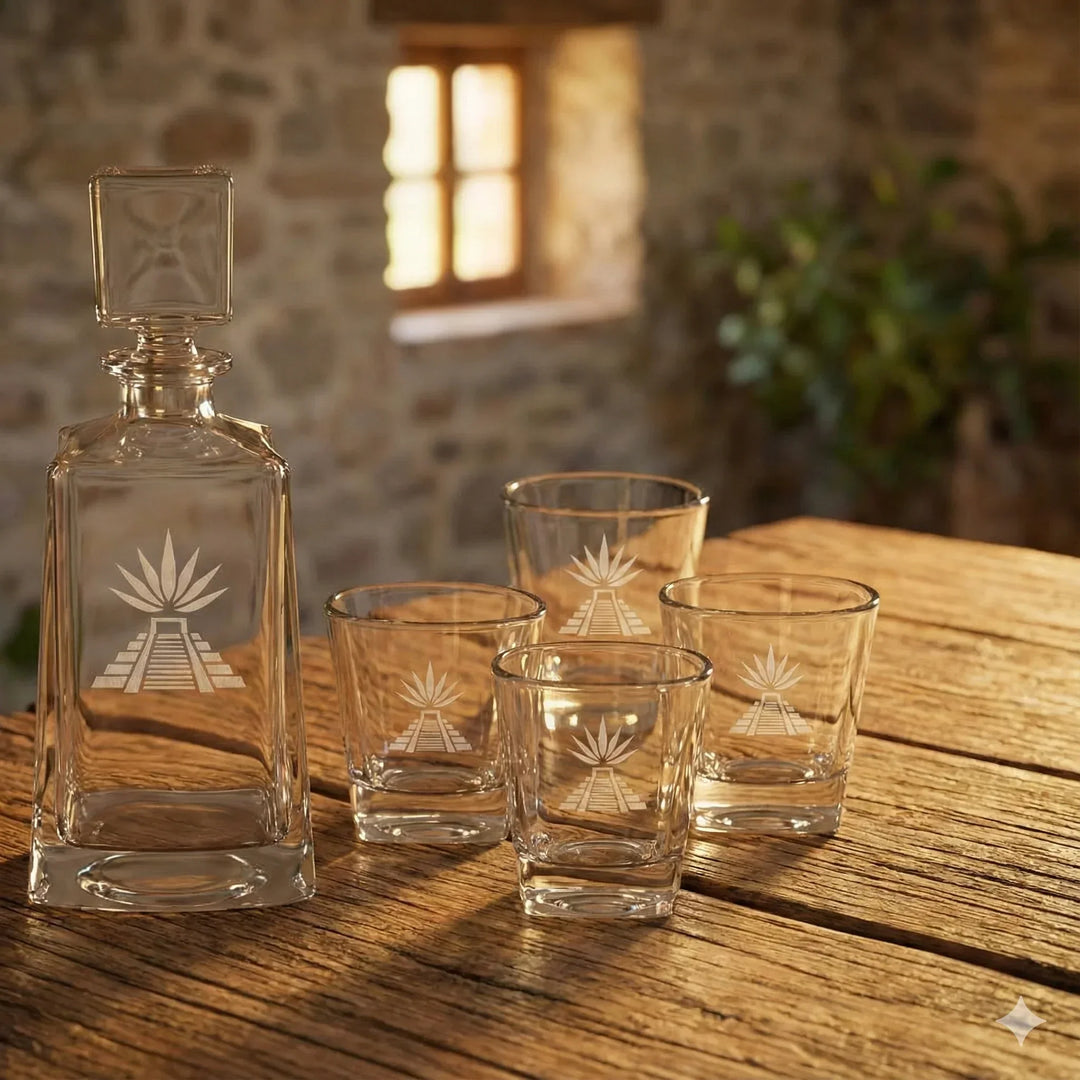 Tequila Decanter Gift Set with 4 Shot Glasses – Custom Engraved - iCustomLabel