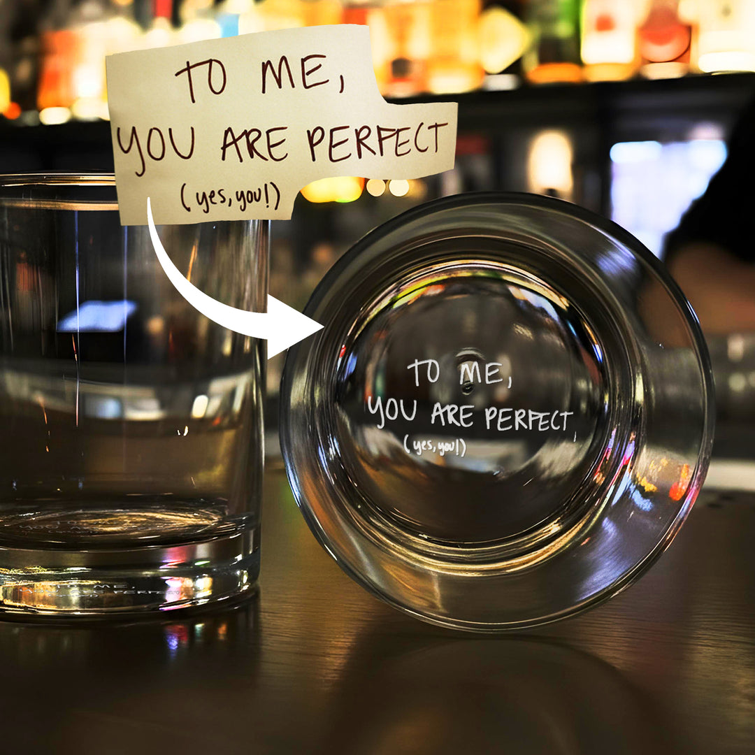 Custom Handwritten Note Rocks Glass - Personalized Engraved Barware - iCustomLabel
