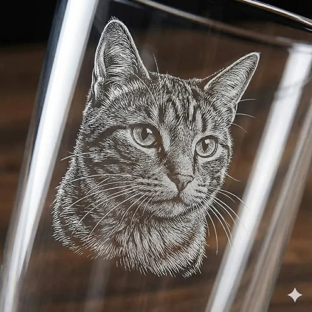Custom Laser Etched Pet Portrait Stemless Wine Glass - iCustomLabel