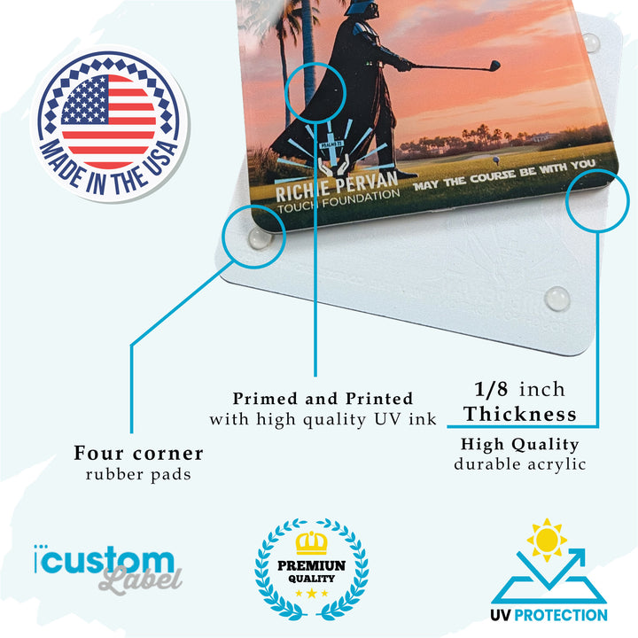 Custom Photo Square Acrylic Coasters - iCustomLabel