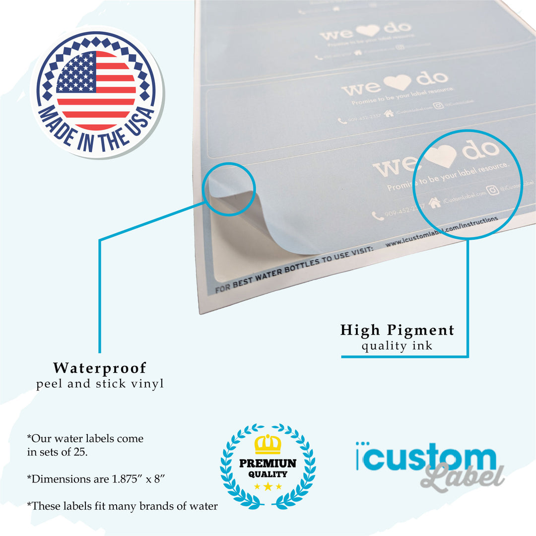 Custom Water Bottle Labels - iCustomLabel
