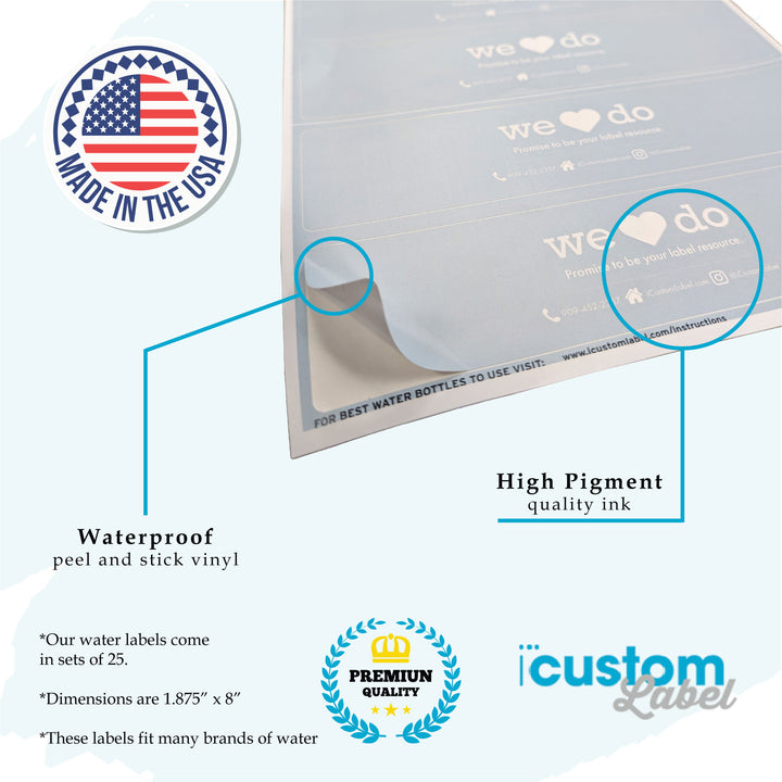 Custom Water Bottle Labels - iCustomLabel