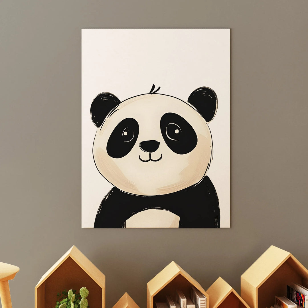 Cute Panda Nursery Poster – Simple Kids Room Wall Art with Black and White Design - iCustomLabel