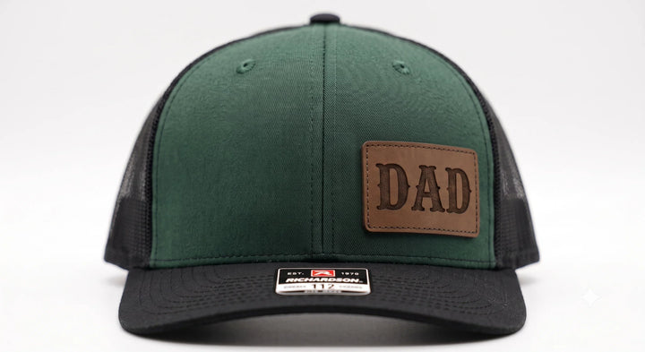 dad-hat-leather-patch-trucker-cap-or-black-snapback-for-dad-icustomlabel-1 - iCustomLabel