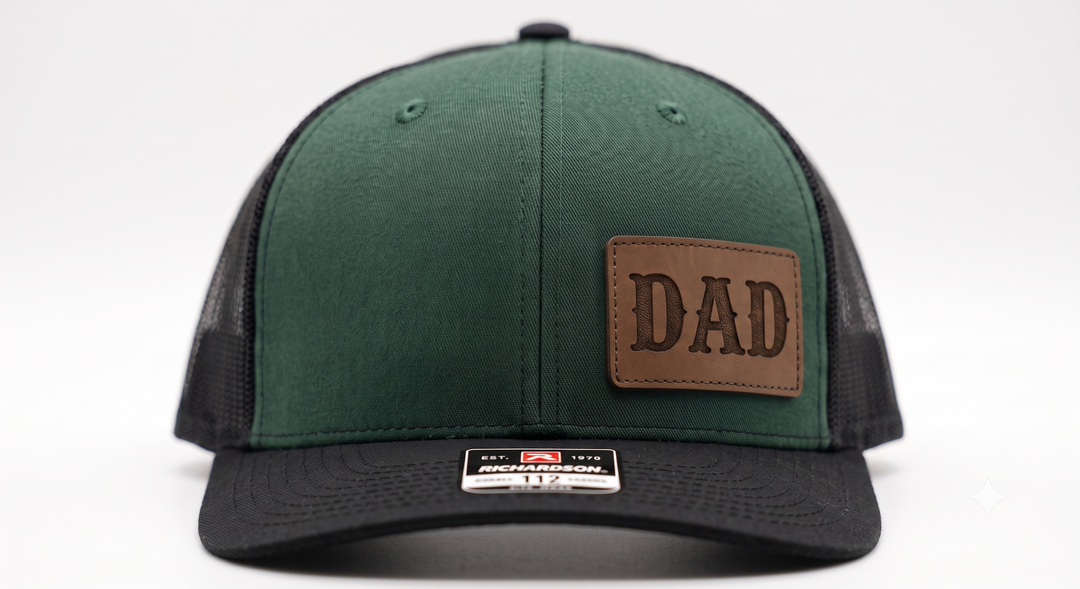 Dad Hat Leather Patch Trucker Cap | Black Snapback for Dad