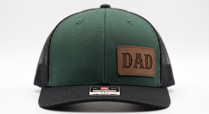 Dad Hat Leather Patch Trucker Cap | Black Snapback for Dad