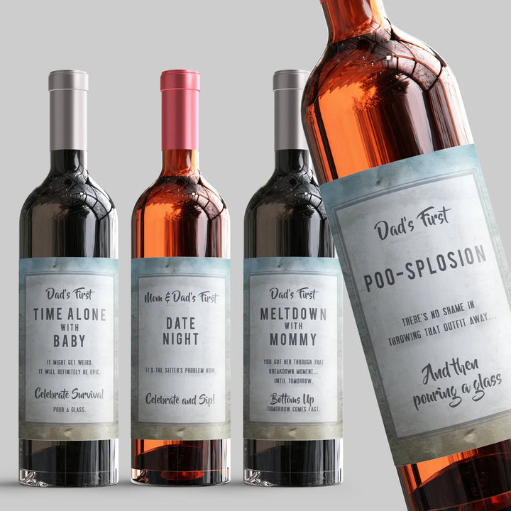 Daddy Firsts Wine Label Set - iCustomLabel