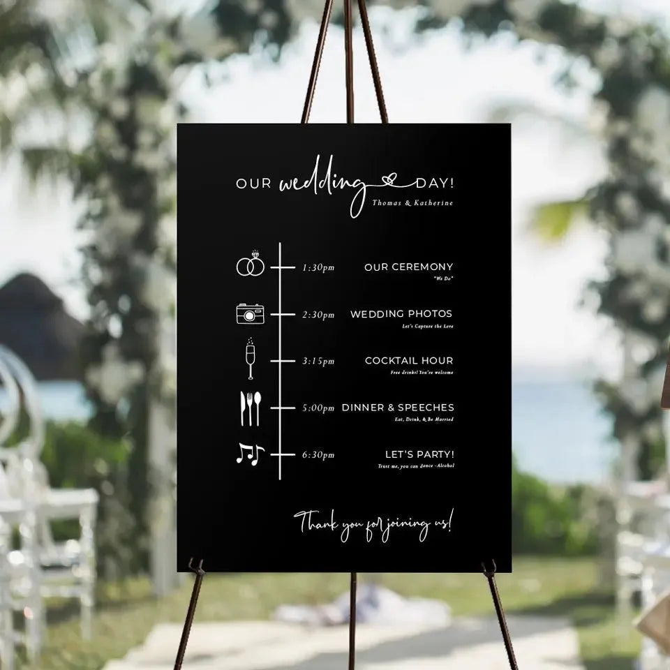 Day of Events Wedding Welcome Sign - iCustomLabel