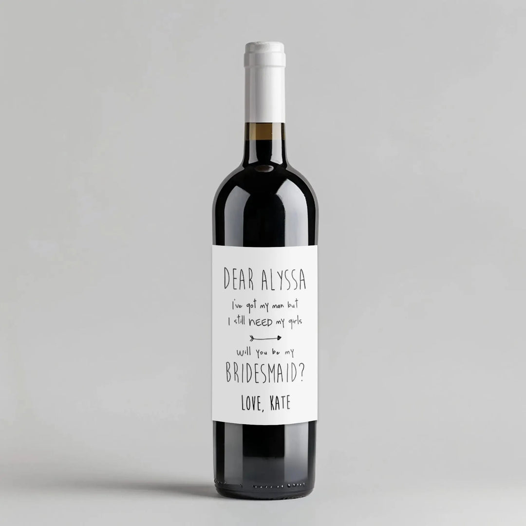 Dear Bridesmaid White Wine Label - iCustomLabel