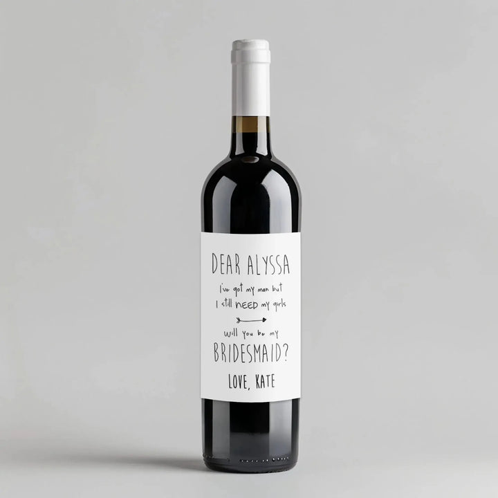 Dear Bridesmaid White Wine Label - iCustomLabel