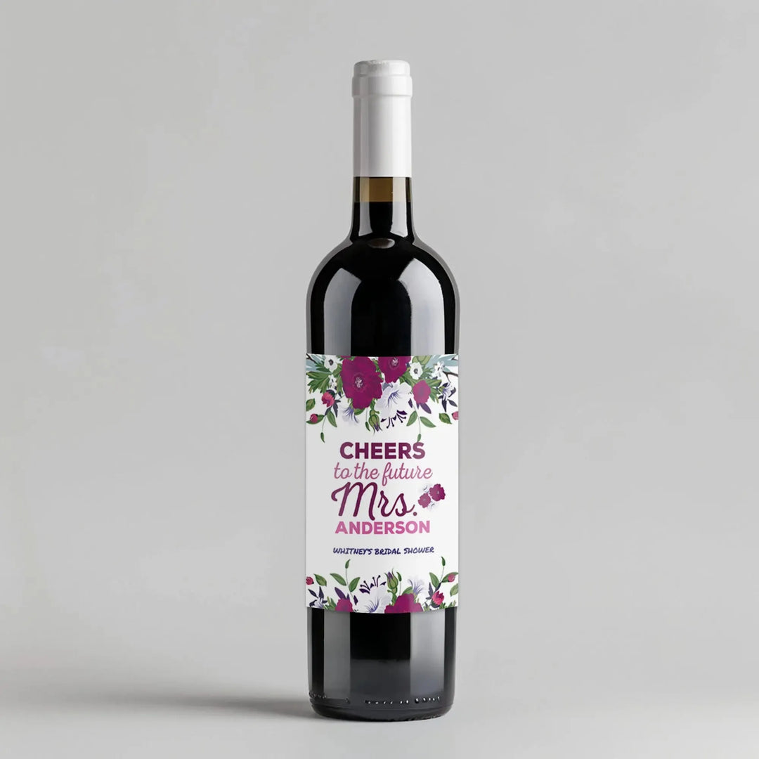 Deep Pinks Bridal Shower Wine Label - iCustomLabel