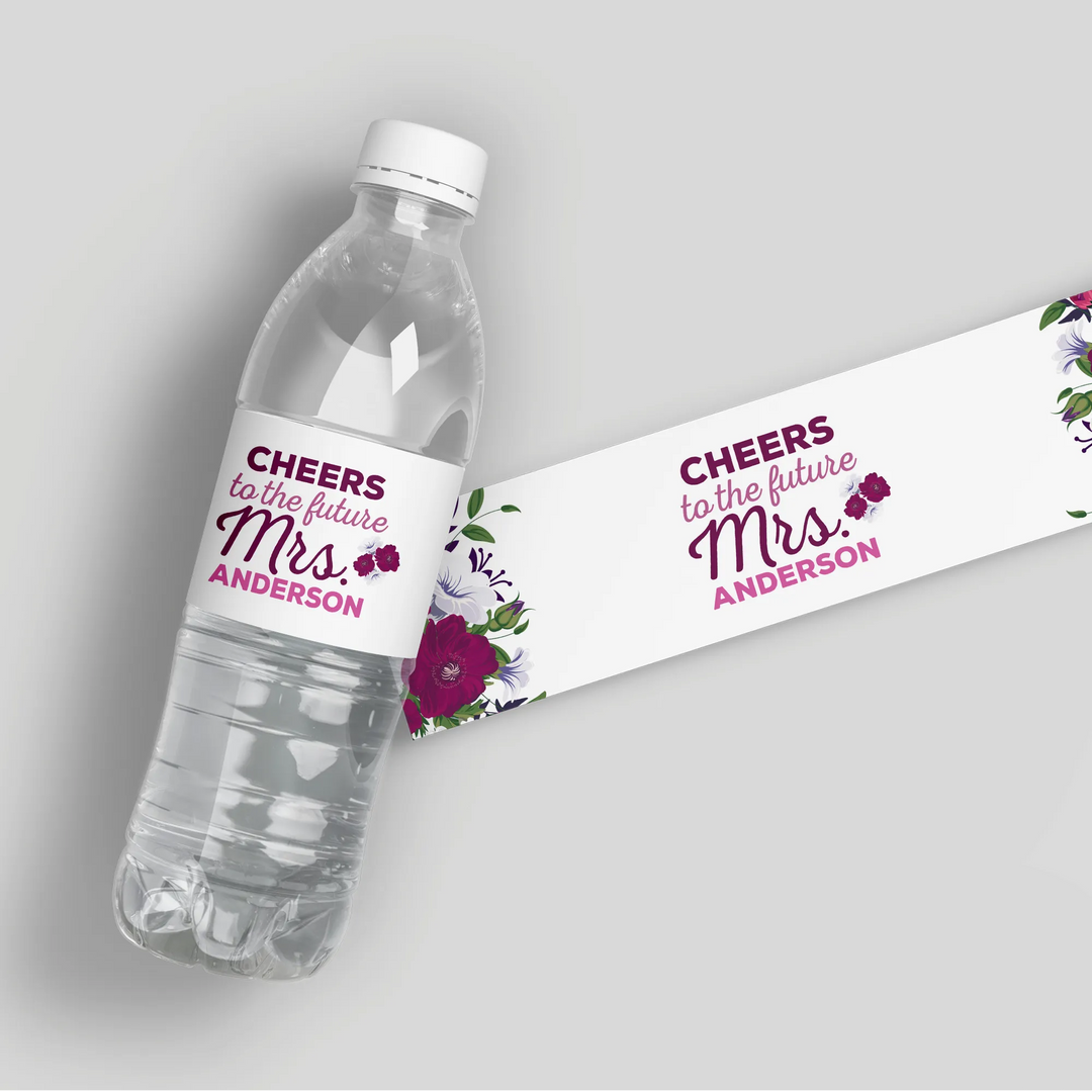 Deep Pinks Water Bottle Labels - iCustomLabel