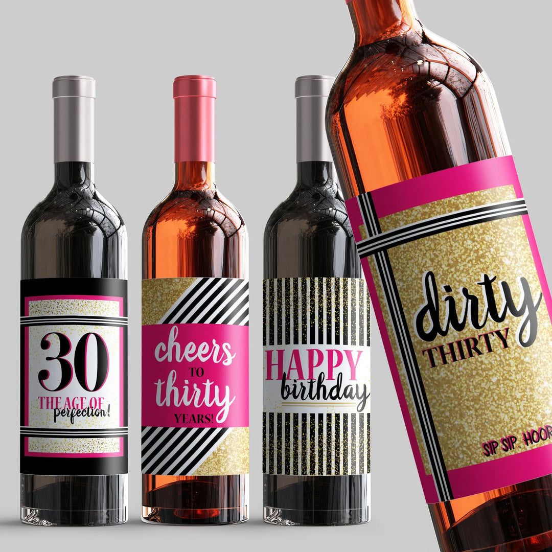 Dirty 30 Birthday Wine Label Set - iCustomLabel