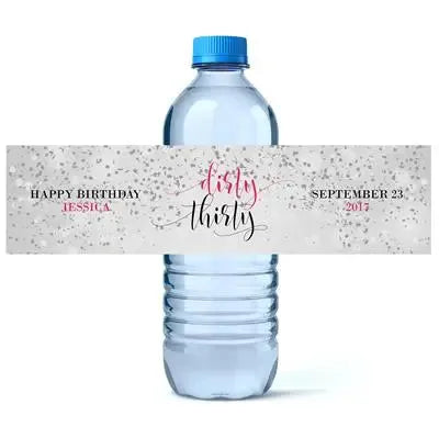 Dirty Thirty Water Bottle Labels - iCustomLabel