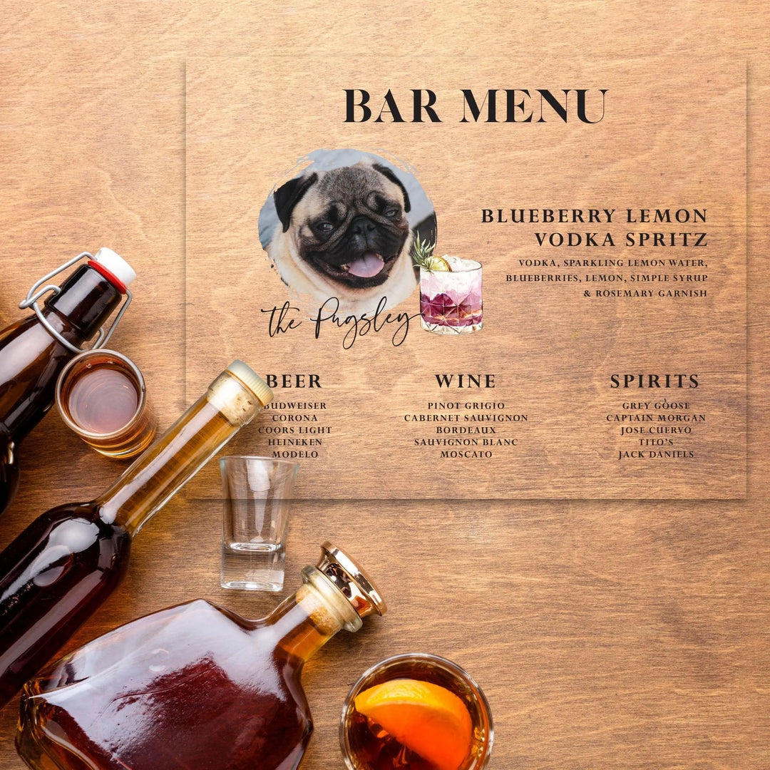 Dog Bar Menu Wedding Bar Sign - iCustomLabel