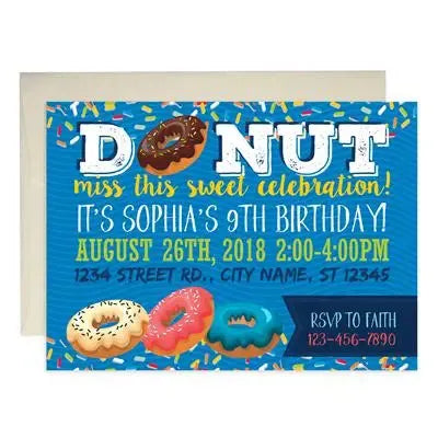 Donut Birthday Invitations - iCustomLabel