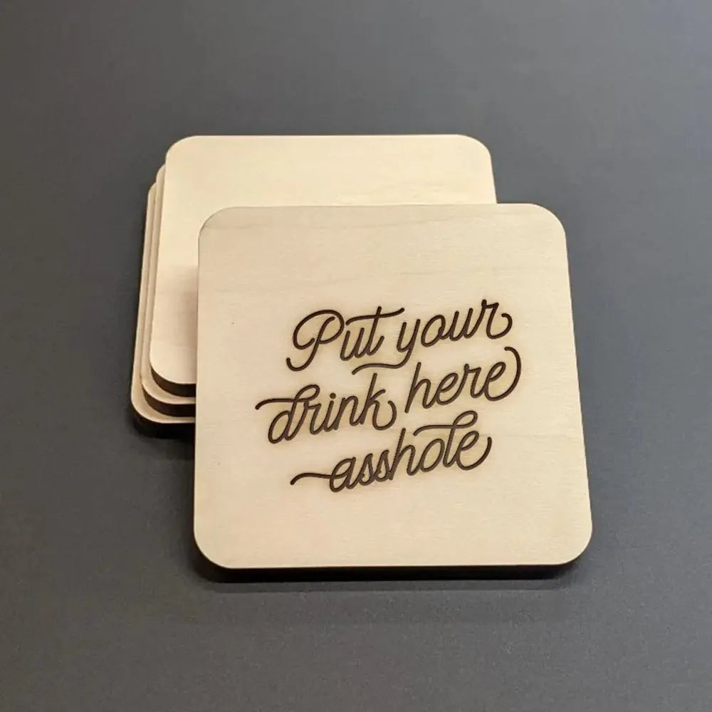 Drink Here Wood Coasters - iCustomLabel