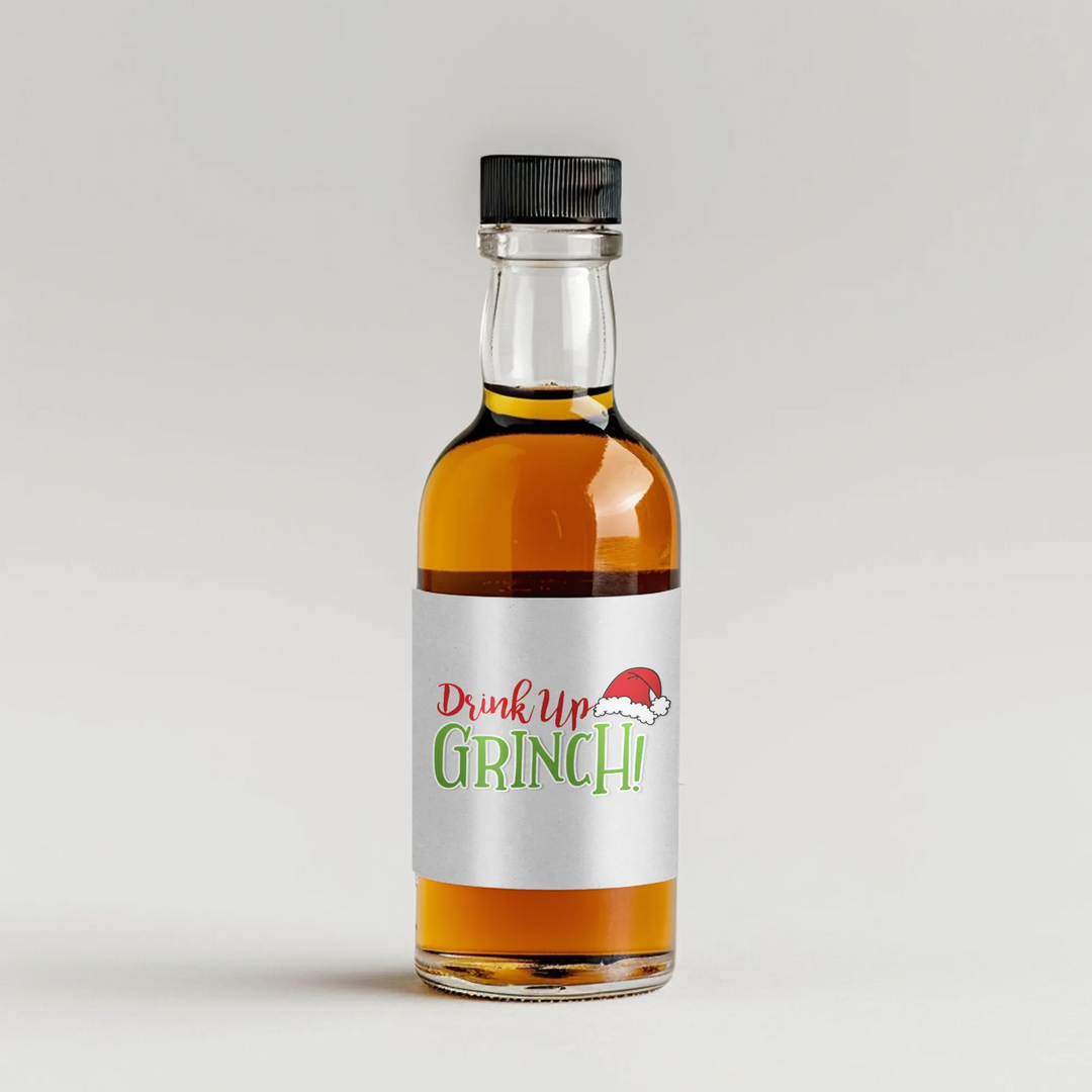 Drink Up Grinch Mini Liquor Label - iCustomLabel