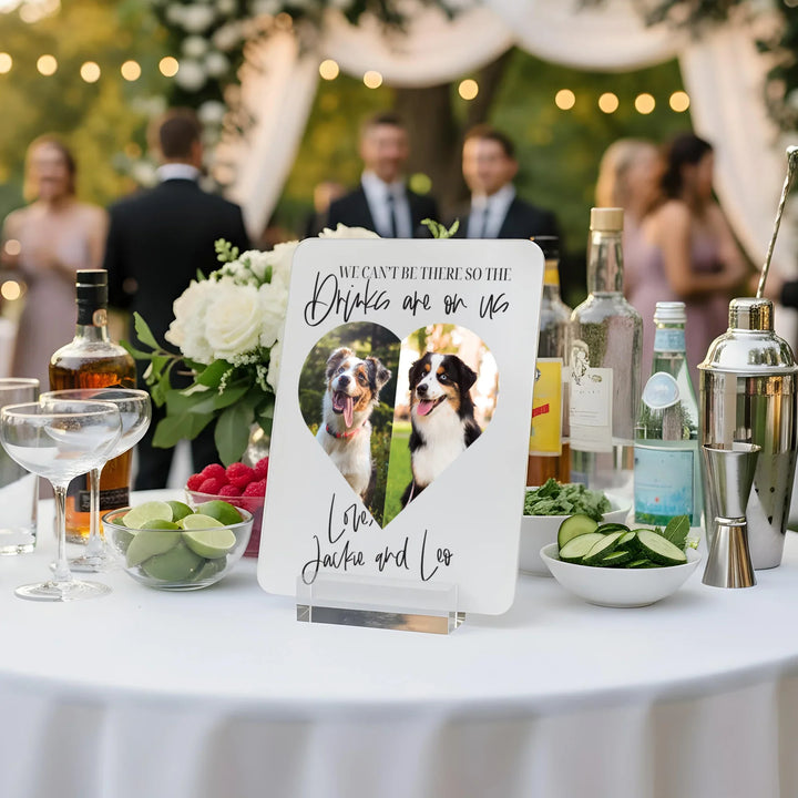 Drinks On Us Pets Wedding Bar Sign