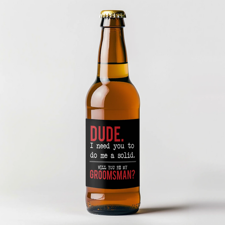 Dude Solid Groomsman Beer Label - iCustomLabel