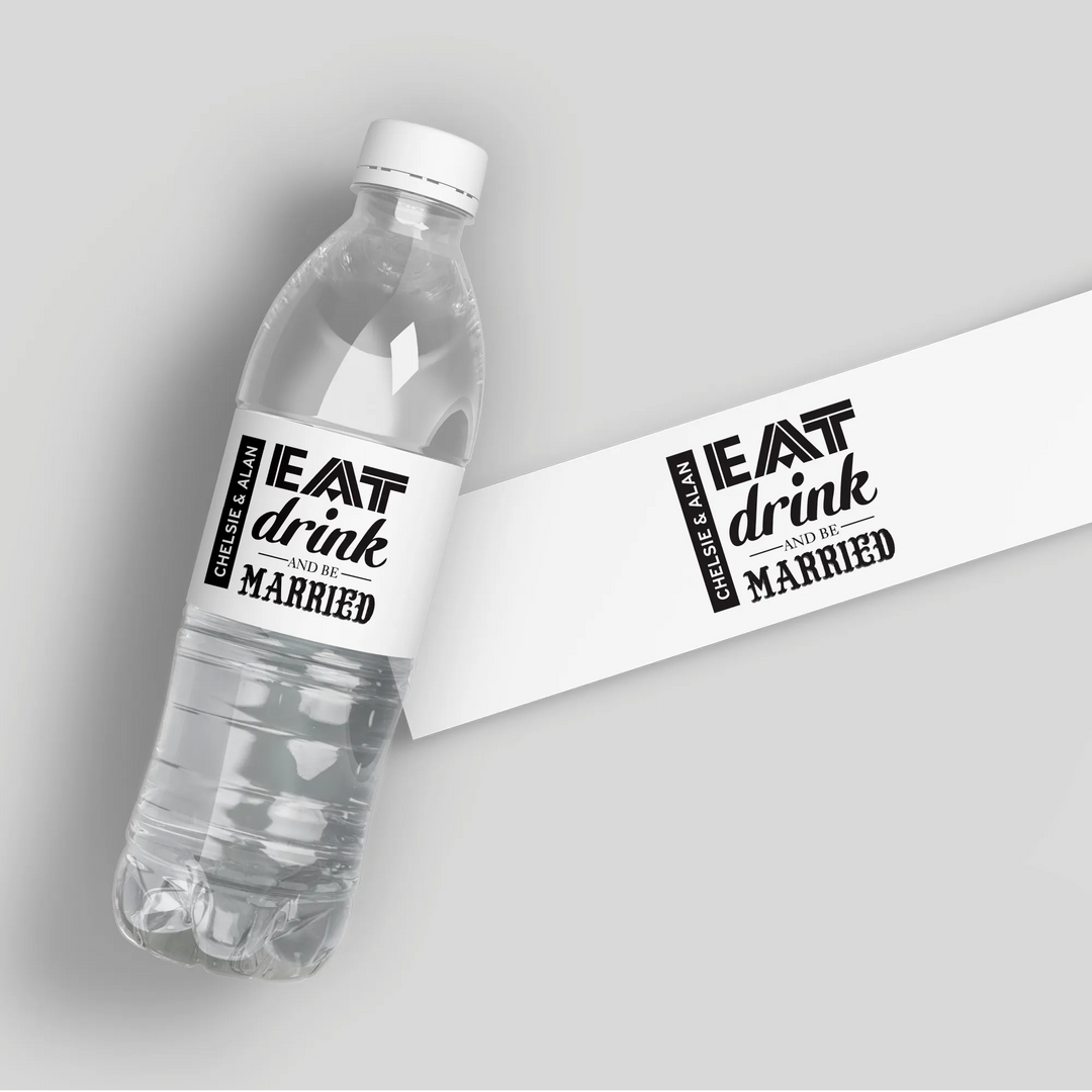 Eat Drink and Be Married Water Bottle Labels - iCustomLabel