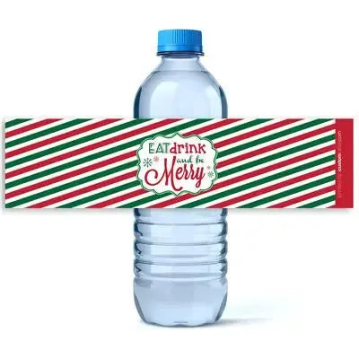 Eat Drink and Be Merry Water Bottle Labels - iCustomLabel