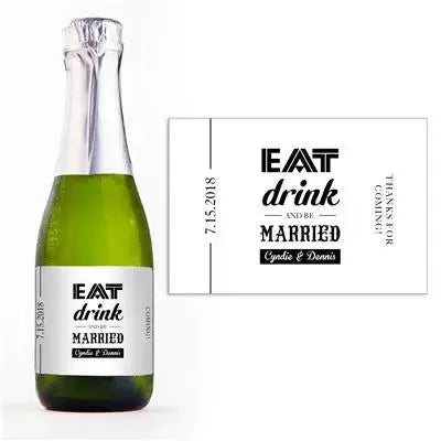 Eat Drink Be Married Mini Champagne Split Label - iCustomLabel