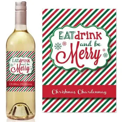 Eat Drink Be Merry Christmas Wine Label - iCustomLabel