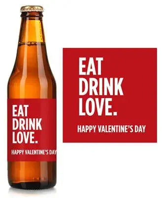 Eat Drink Love Valentines Beer Label - iCustomLabel