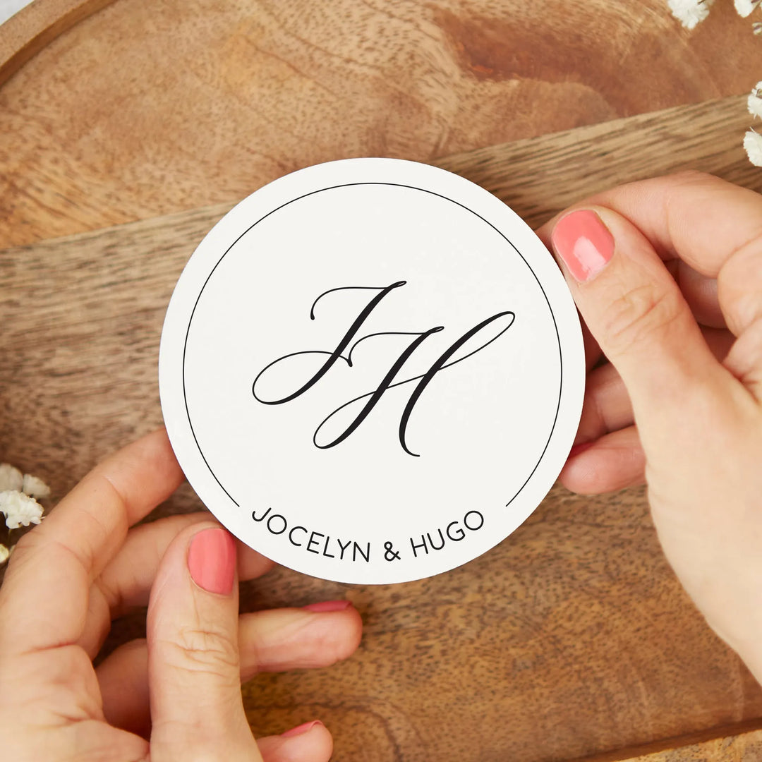 Elegant Initials Wedding Coasters - iCustomLabel