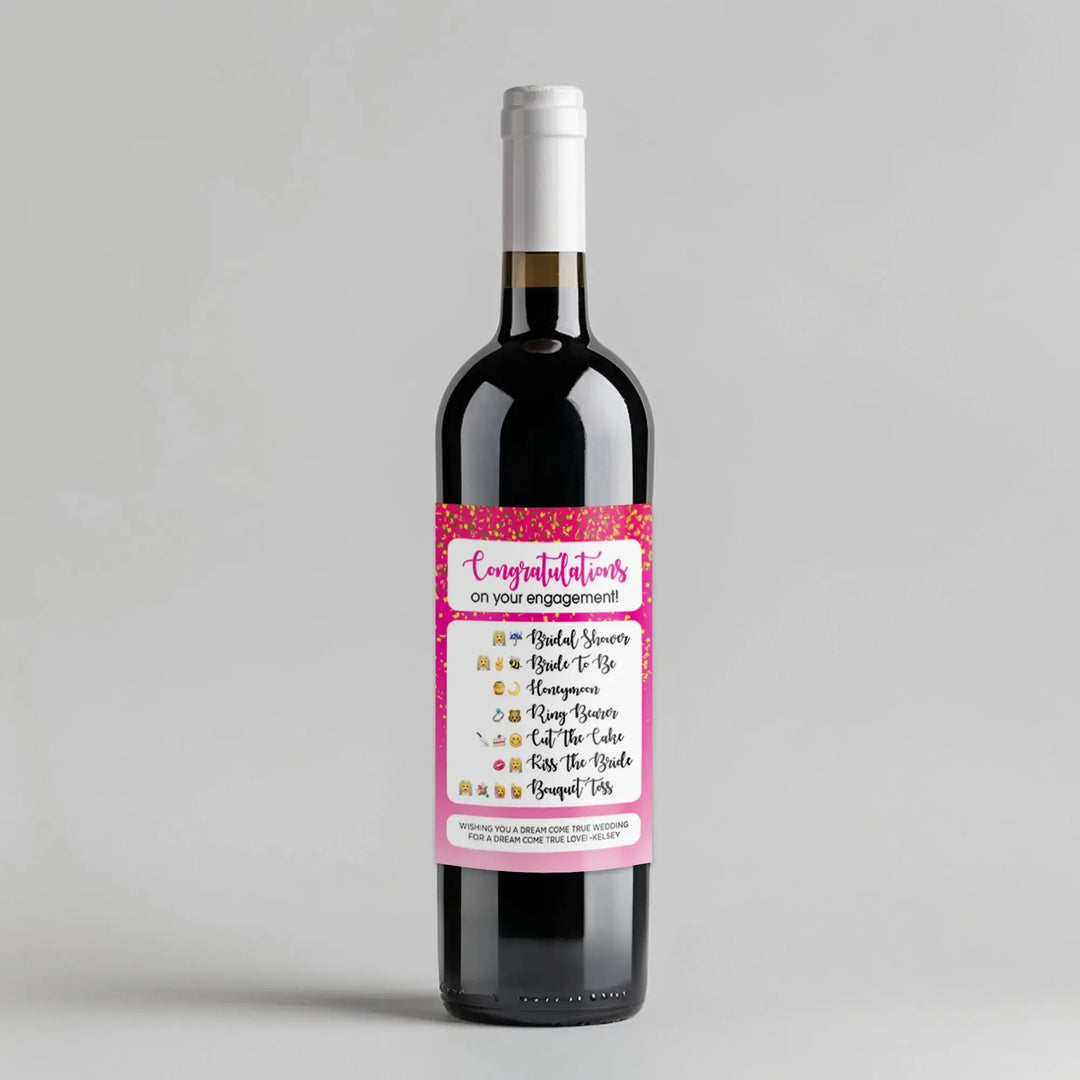 Emoji Engagement Wine Label - iCustomLabel