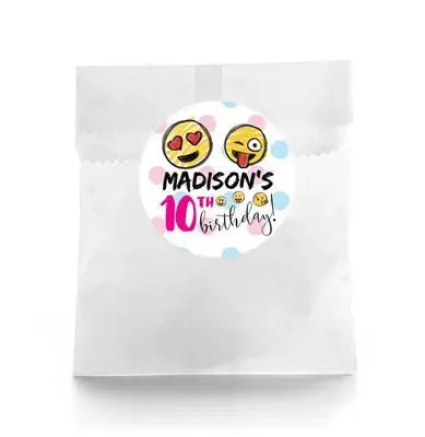 Emoji Face Birthday Favor Labels - iCustomLabel