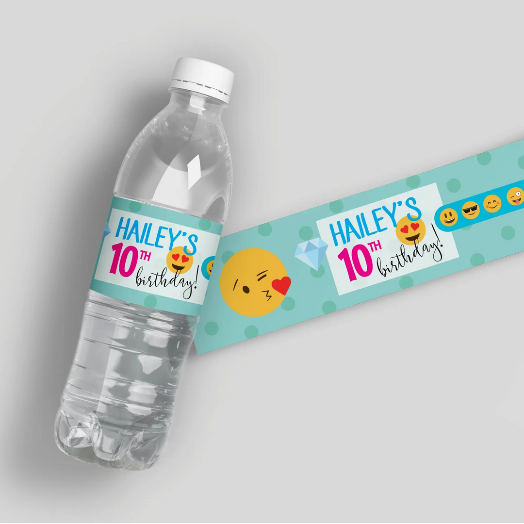 Emoji Typography Birthday Water Bottle Labels - iCustomLabel